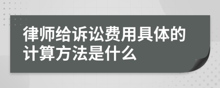 律师给诉讼费用具体的计算方法是什么