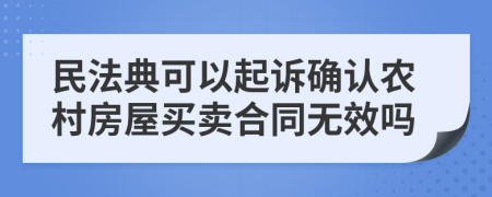 民法典可以起诉确认农村房屋买卖合同无效吗