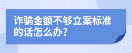 诈骗金额不够立案标准的话怎么办?