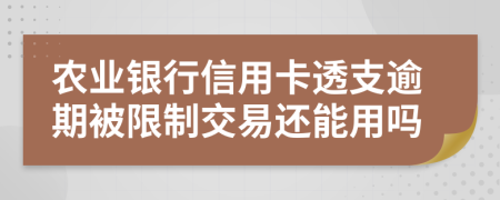 农业银行信用卡透支逾期被限制交易还能用吗