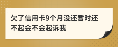 欠了信用卡9个月没还暂时还不起会不会起诉我