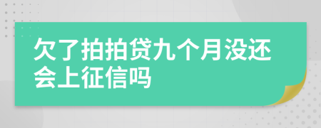 欠了拍拍贷九个月没还会上征信吗