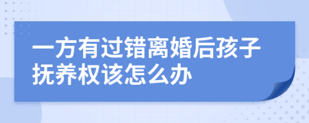 一方有过错离婚后孩子抚养权该怎么办