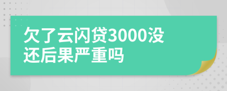 欠了云闪贷3000没还后果严重吗