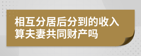 相互分居后分到的收入算夫妻共同财产吗
