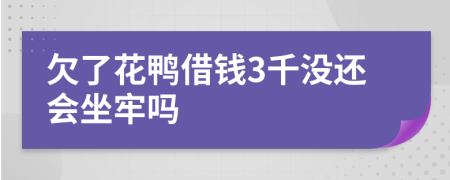 欠了花鸭借钱3千没还会坐牢吗