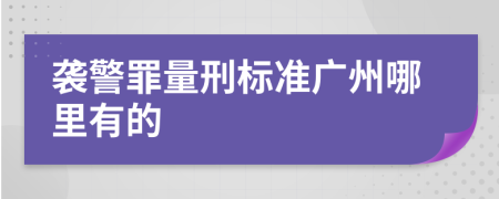 袭警罪量刑标准广州哪里有的