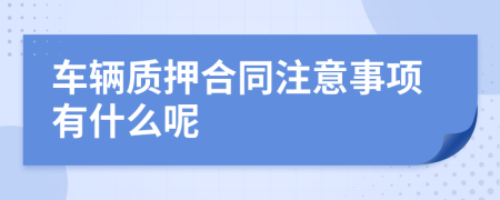车辆质押合同注意事项有什么呢