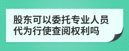 股东可以委托专业人员代为行使查阅权利吗