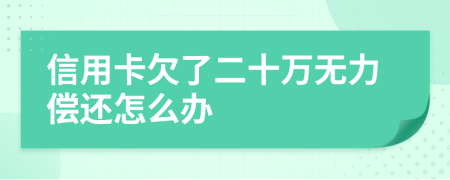 信用卡欠了二十万无力偿还怎么办