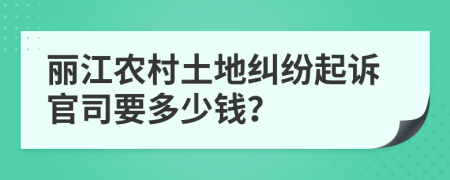 丽江农村土地纠纷起诉官司要多少钱？