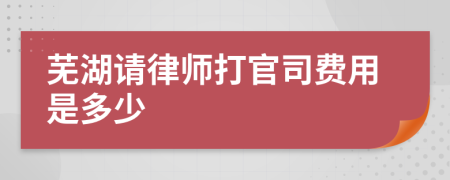 芜湖请律师打官司费用是多少