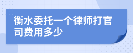 衡水委托一个律师打官司费用多少