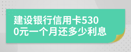 建设银行信用卡5300元一个月还多少利息