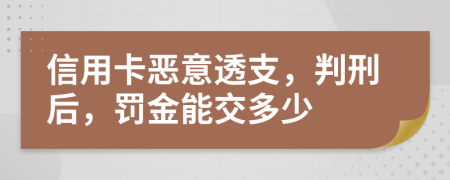 信用卡恶意透支，判刑后，罚金能交多少