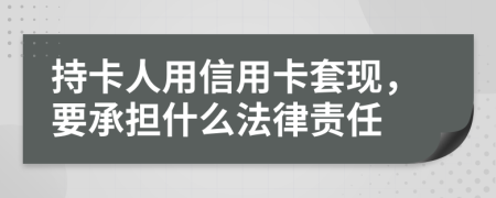 持卡人用信用卡套现，要承担什么法律责任