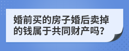 婚前买的房子婚后卖掉的钱属于共同财产吗？