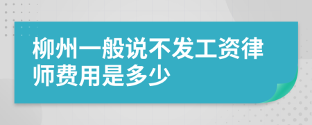 柳州一般说不发工资律师费用是多少