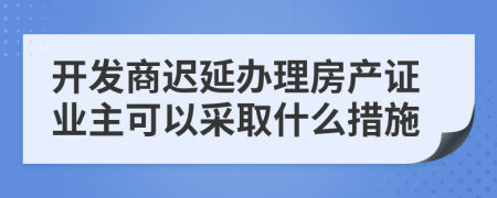 开发商迟延办理房产证业主可以采取什么措施