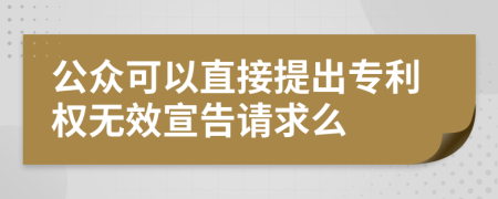 公众可以直接提出专利权无效宣告请求么