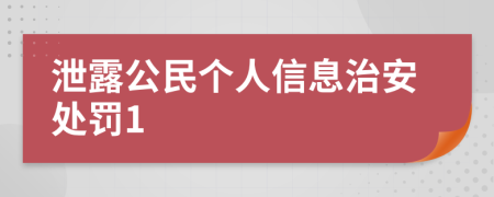 泄露公民个人信息治安处罚1