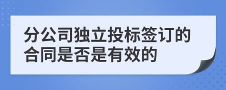 分公司独立投标签订的合同是否是有效的