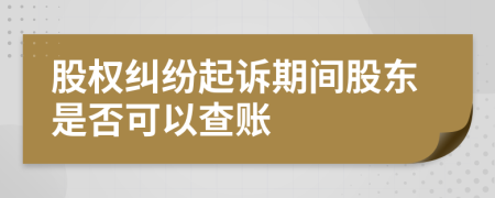 股权纠纷起诉期间股东是否可以查账