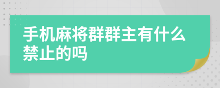 手机麻将群群主有什么禁止的吗