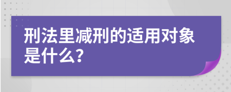 刑法里减刑的适用对象是什么？