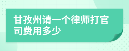 甘孜州请一个律师打官司费用多少