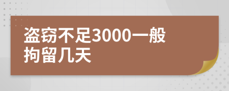 盗窃不足3000一般拘留几天