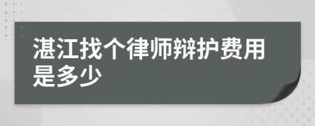 湛江找个律师辩护费用是多少