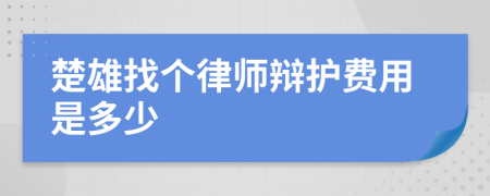 楚雄找个律师辩护费用是多少