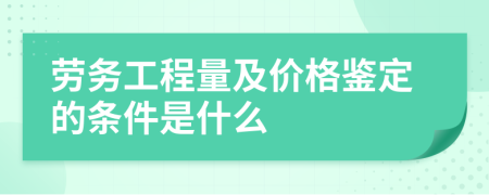 劳务工程量及价格鉴定的条件是什么