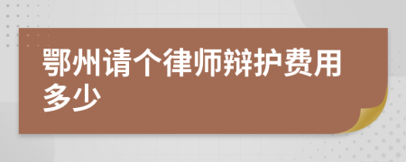 鄂州请个律师辩护费用多少