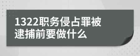 1322职务侵占罪被逮捕前要做什么