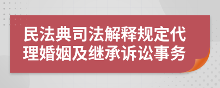 民法典司法解释规定代理婚姻及继承诉讼事务