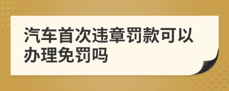 汽车首次违章罚款可以办理免罚吗