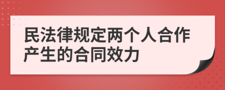 民法律规定两个人合作产生的合同效力