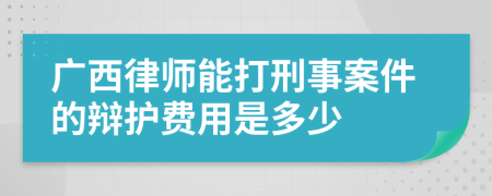 广西律师能打刑事案件的辩护费用是多少