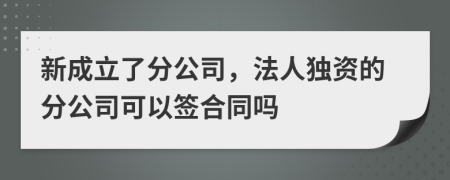 新成立了分公司，法人独资的分公司可以签合同吗