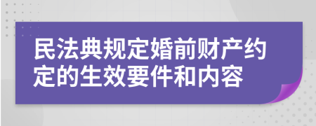 民法典规定婚前财产约定的生效要件和内容