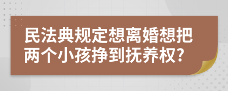 民法典规定想离婚想把两个小孩挣到抚养权?