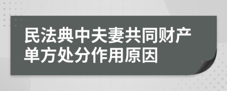 民法典中夫妻共同财产单方处分作用原因