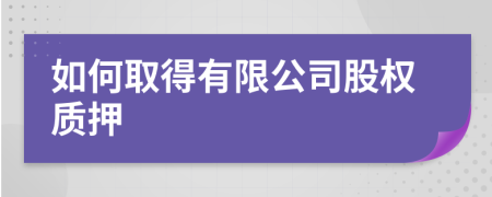 如何取得有限公司股权质押