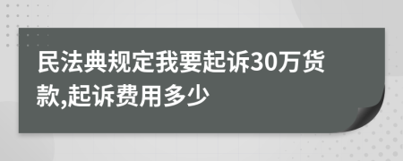 民法典规定我要起诉30万货款,起诉费用多少