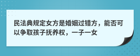 民法典规定女方是婚姻过错方，能否可以争取孩子抚养权，一子一女