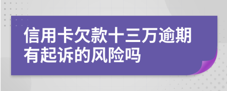 信用卡欠款十三万逾期有起诉的风险吗