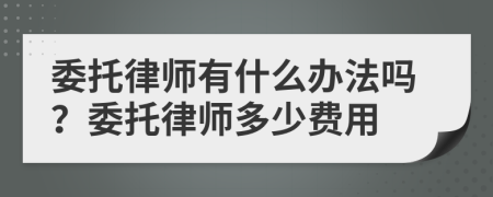 委托律师有什么办法吗？委托律师多少费用