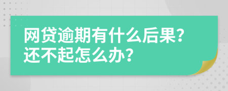 网贷逾期有什么后果？还不起怎么办？